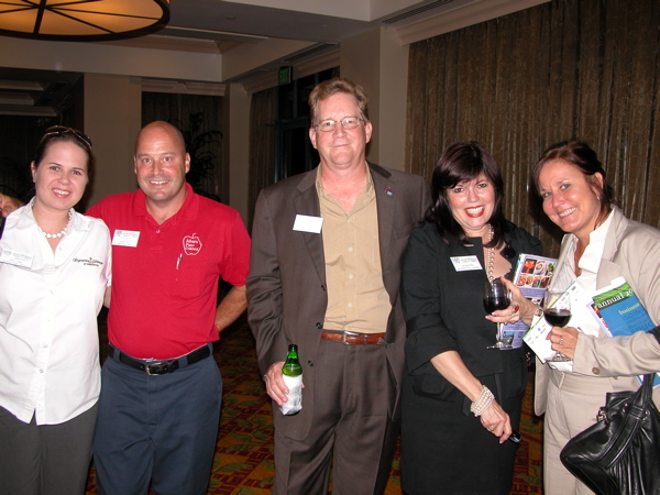 Katie Lizana of Signature Storage at Monterey, left, with Bob Tulp of Adam's Pest Control; Mike Penn, event chair of the Relay for Life Boynton Beach; Dee Butikis of the Boynton Beach Chamber and Annette Smith of AES Interiors. 