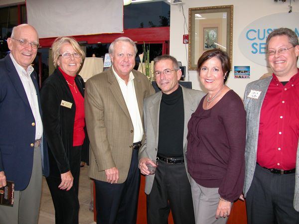 Delray Chamber President Bill Wood, left, with realtor Christel Silver  Fred Fetzer, Michael LucianoChamber VP Beth Johnston and Steve Shelby  Farvision Networks. 