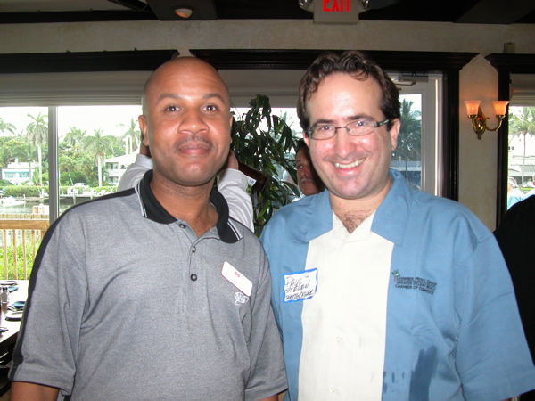 The camera is turned: Jon Thelamont, of AAA Insurance, left, with Paul Finkelstein of Paul Steven Photography. Finkelstein's face usually can be found behind the lens, photographing chamber events. 