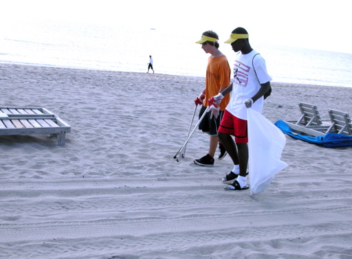 two boys walking the beach