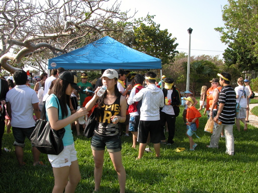 cleanup volunteers at tent