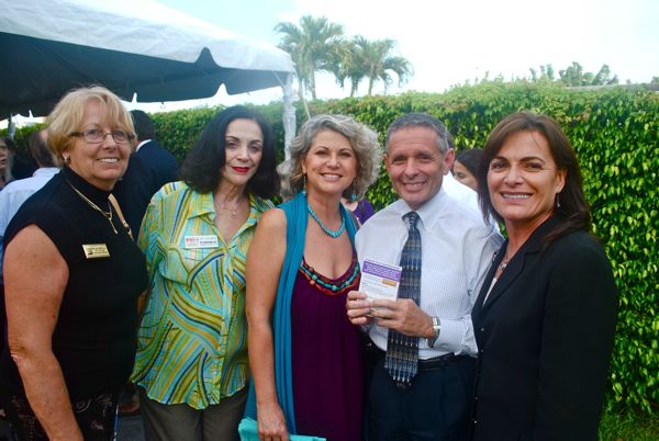 Christel Silver of Realty Executives/Christel Silver PA, left, with Iris Berman of the Iris W. Berman Insurance Agency, Tonia Turner of Beads on the Avenue, Jerry Jonap of Gulfstream Business Bank and Michelle Amiel of host Spodak Dental. 