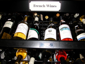 bottles of wine on a rack