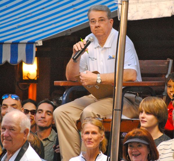 Delray Beach Mayor Woodie McDuffie in the umpire's chair.