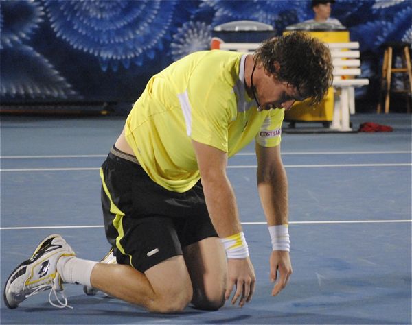 Blaz Kavcic after a tough point late in his match with Janko Tipsarevic. 