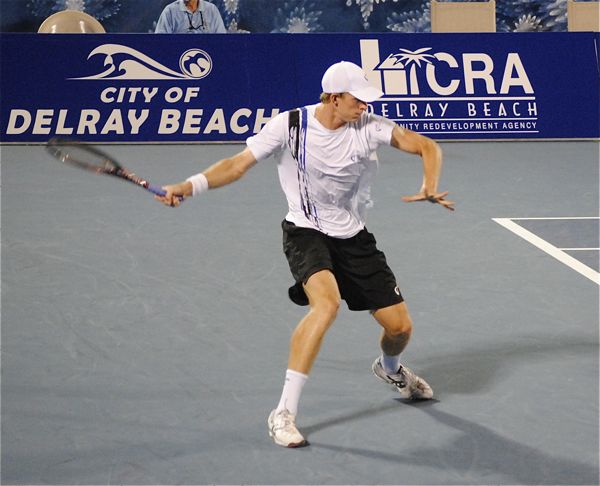 Kevin Anderson of South Africa easily beat France's Florent Serra in the night cap Thursday. 