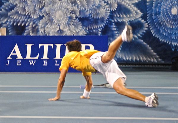 Aaron Krickstein tries to pull a "Roddick" but comes up short against John McEnroe.