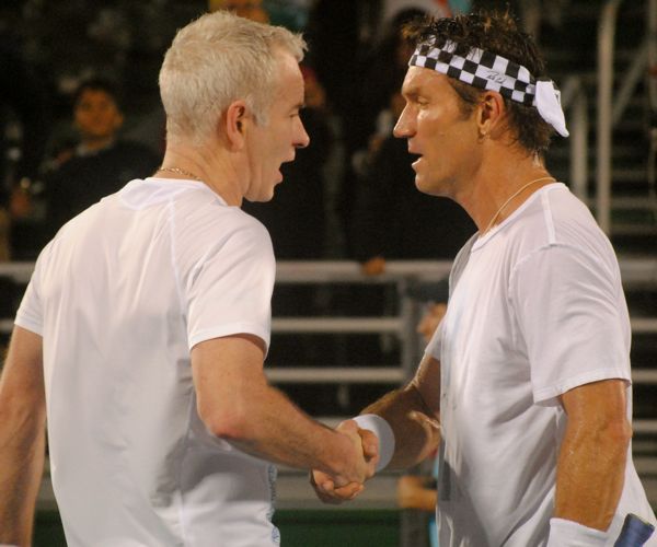 John McEnroe and Pat Cash after Friday's match. 